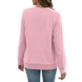 thumbnail image 3 of V Neck Sweatshirt Women with Pockets Casual Plain Comfort Hoodless Hoodies Cozy Fleece Pullover Sweatshirts No Hood Pink 2XL, 3 of 5