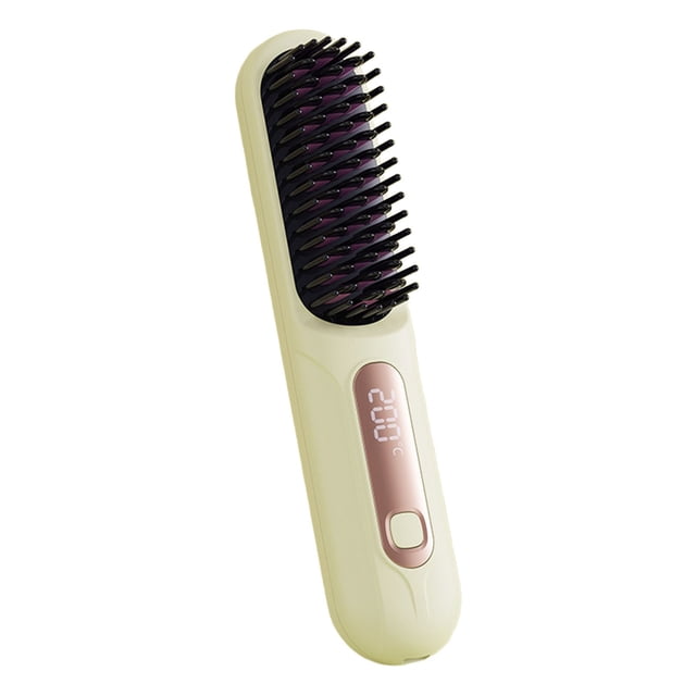 Cepillo alisador de pelo portátil, minicepillo alisador con 4 ajustes de temperatura, pantalla LED, recargable por USB, calentamiento rápido, peine alisador de viaje.