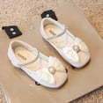 thumbnail image 5 of Hinvhai Girl's Bow Dress Shoes Ballet Princess Flats with Rhinestone Strap for Party Wedding School, Toddler/Little Kid/Big Kid Beige 10.5(27), 5 of 7
