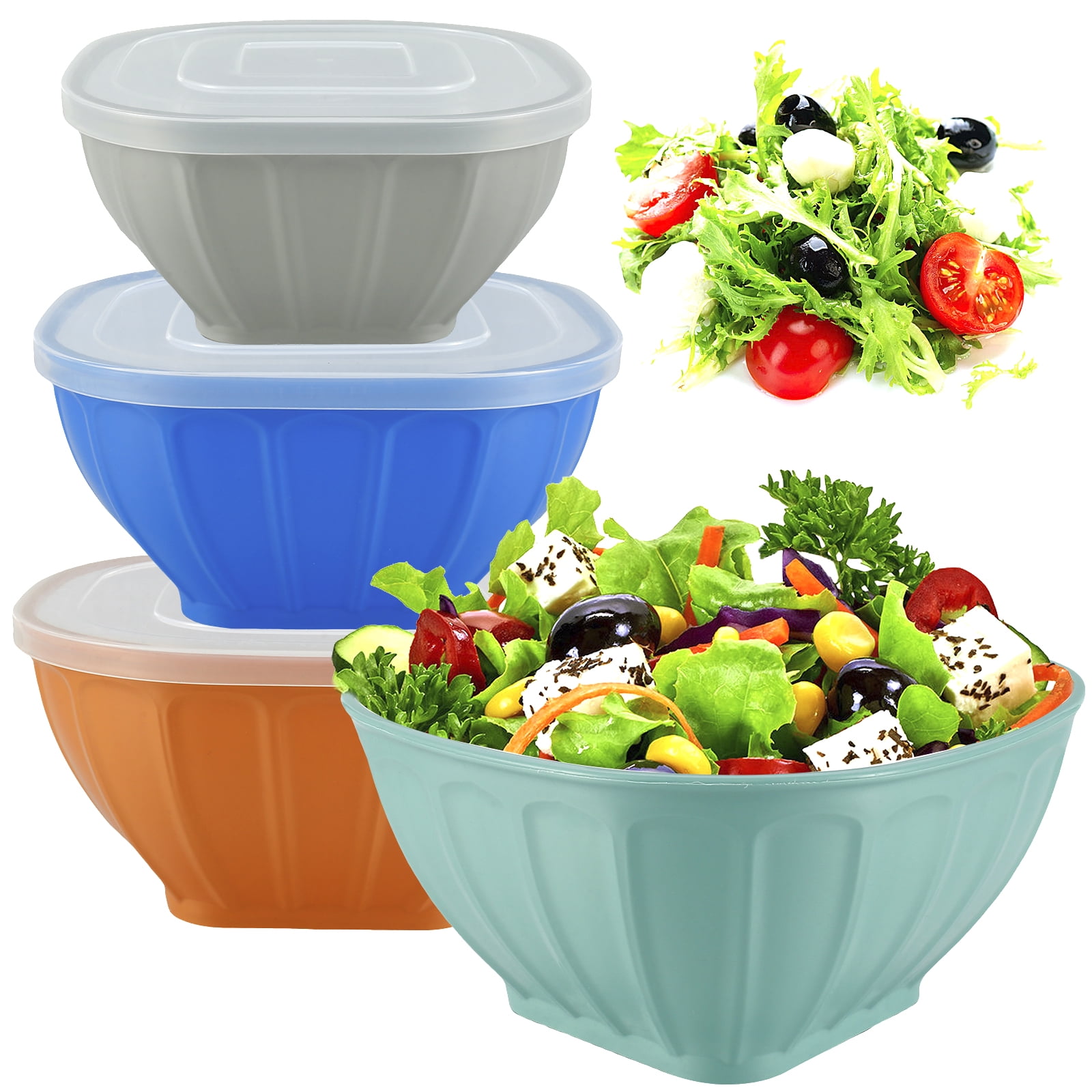 Wharick Square Plastic Bowl With Lids, Reusable, for Party Snack or Salad  Bowl, Chip Bowls, Snack Bowls, Candy Dish, Salad Container 