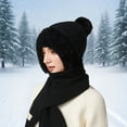 thumbnail image 2 of Women Integrated Neck Warmer Beanie - Plush Knit Hat Scarf Mask Combo, All-in-One Warm Stocking Stuffers, For Skiing Motorcycle Riding Winter Sports Christmas Gifts for Teens, 2 of 5