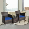 thumbnail image 3 of Costway Outdoor 3 PCS Rattan Wicker Furniture Sets Chairs Coffee Table Garden Navy, 3 of 12