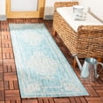 thumbnail image 2 of SAFAVIEH Courtyard Lula Traditional Indoor/Outdoor Runner, 2'3" x 6'7", Aqua/Grey, 2 of 8