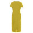thumbnail image 4 of CHOK Robes en Lin de Coton pour Femmes Été Manches Courtes Décontractées Longueur Midi Robes Taille Midi Ample, 4 of 4