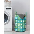 thumbnail image 3 of Abstract Laundry Bag, Modern Geometric Pattern with Nested Quirky Rectangles in Aqua Color Palette, Hamper Basket with Handles Drawstring Closure for Laundromats, 13" x 19", Multicolor, by Ambesonne, 3 of 4