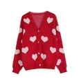 thumbnail image 5 of Cardigans for Women Heart Print Valentine's Day Sweaters Loose Casual Button Down Long Sleeve Open Front Knit Cardigans Alsol Lamesa, 5 of 6