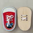 thumbnail image 4 of R-965 Baby Wooden Flat Shoes Lace Tying Practice Toy Toddler Baby Early Education Educational Shoe Lacing Skill Development Fine Motor Training #9Orb9, 4 of 4