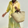 thumbnail image 6 of Sakmal Spring Dresses V Neck Long Sleeve Shirt Dress Long Striped Yellow Dresses ,Sizes S-2XL, 6 of 6