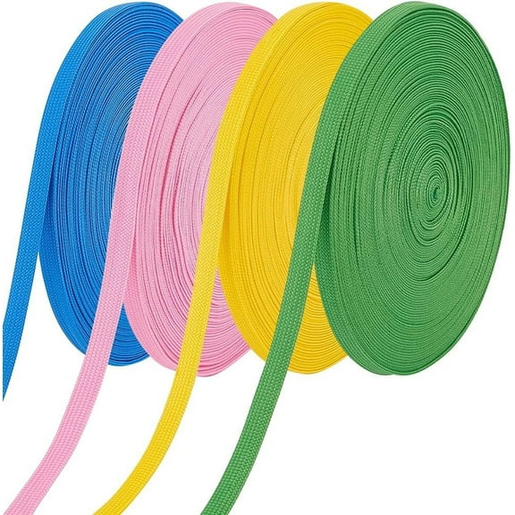 80 Yards Flat Drawstring Cord 4 Colors Drawstring Replacement Rope 3/8 Inch Polyester Hollow Ribbon
