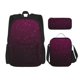 thumbnail image 1 of Disketp Dark Purple Glitter Mochila Estampada de Gran Capacidad con Lonchera y Estuche, Set de 3 Piezas para Estudiantes, 1 of 7