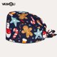 thumbnail image 2 of Comida navideña, gorro quirúrgico con estampado de hombre de jengibre de dibujos animados, gorros quirúrgicos navideños, gorro exfoliante de trabajo para agencia de aseo de mascotas de Papá Noel, 2 of 4