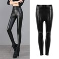 thumbnail image 5 of Super Elastic Brushed Stretchy Black Tight Leggings Trousers PU Leather Pencil Pants Skinny High Waist Yoga Pants XXXL THICKENING, 5 of 8