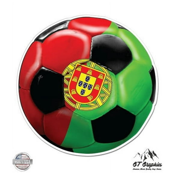 Portugal National Team Portugese Soccer Fan - 3" Vinyl Sticker - For Car Laptop I-Pad Phone Helmet Hard Hat - Waterproof Decal