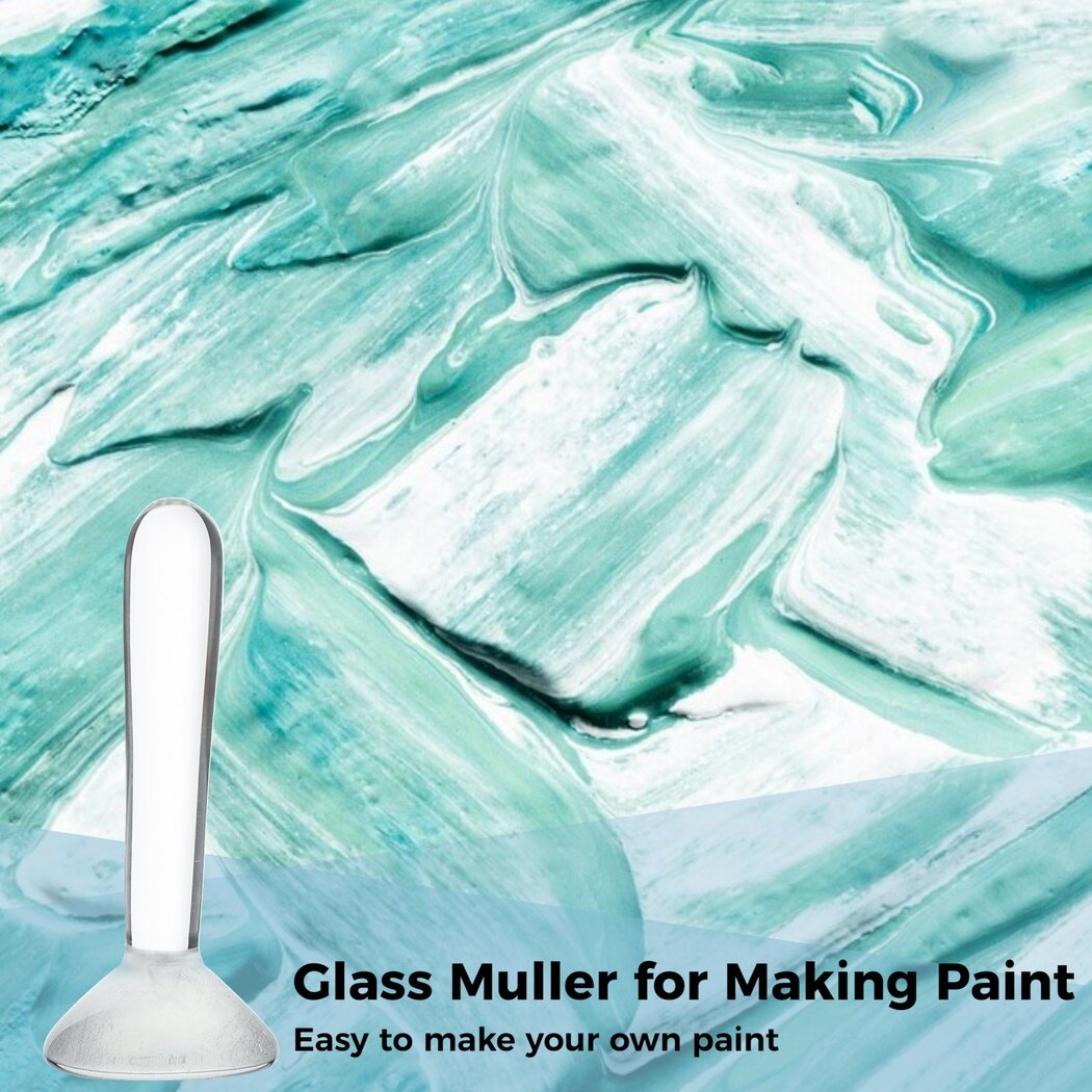 Glass Muller for Making Paint, 1.9 inch Watercolor Muller Flat Bottom Mineral Pigment Grinding Pestle Homemade Paint Tools for Watercolor, Oil