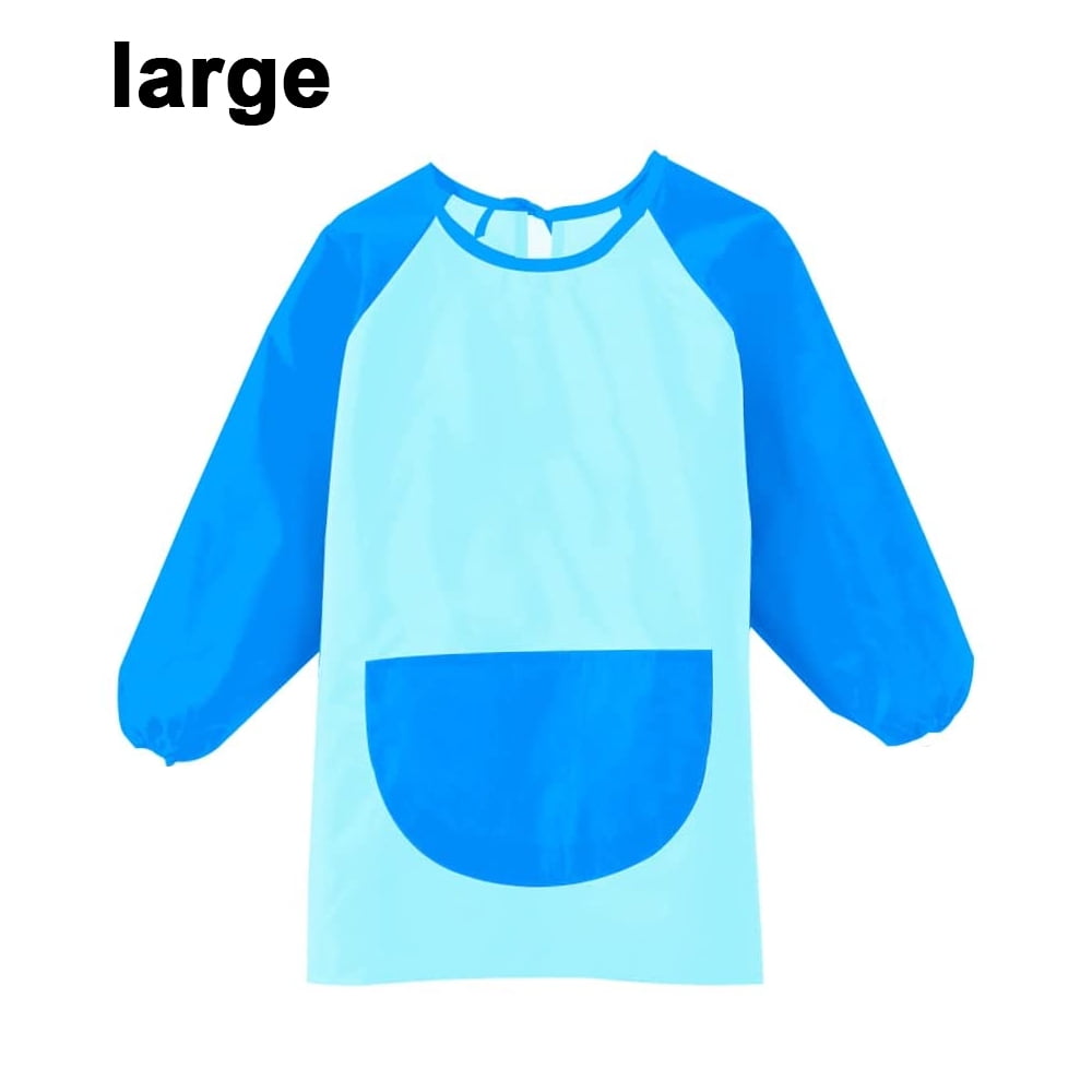Blue Painting Apron Kids Waterproof Long-sleeved Art Smock Toddler 