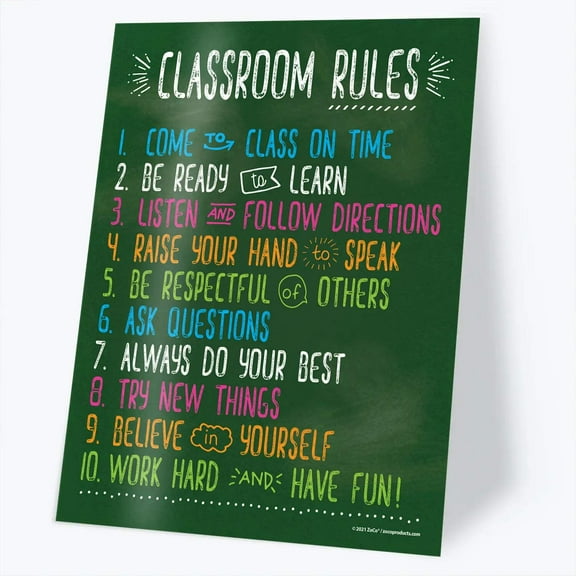 Classroom Rules - Laminated Poster - 17"x22"