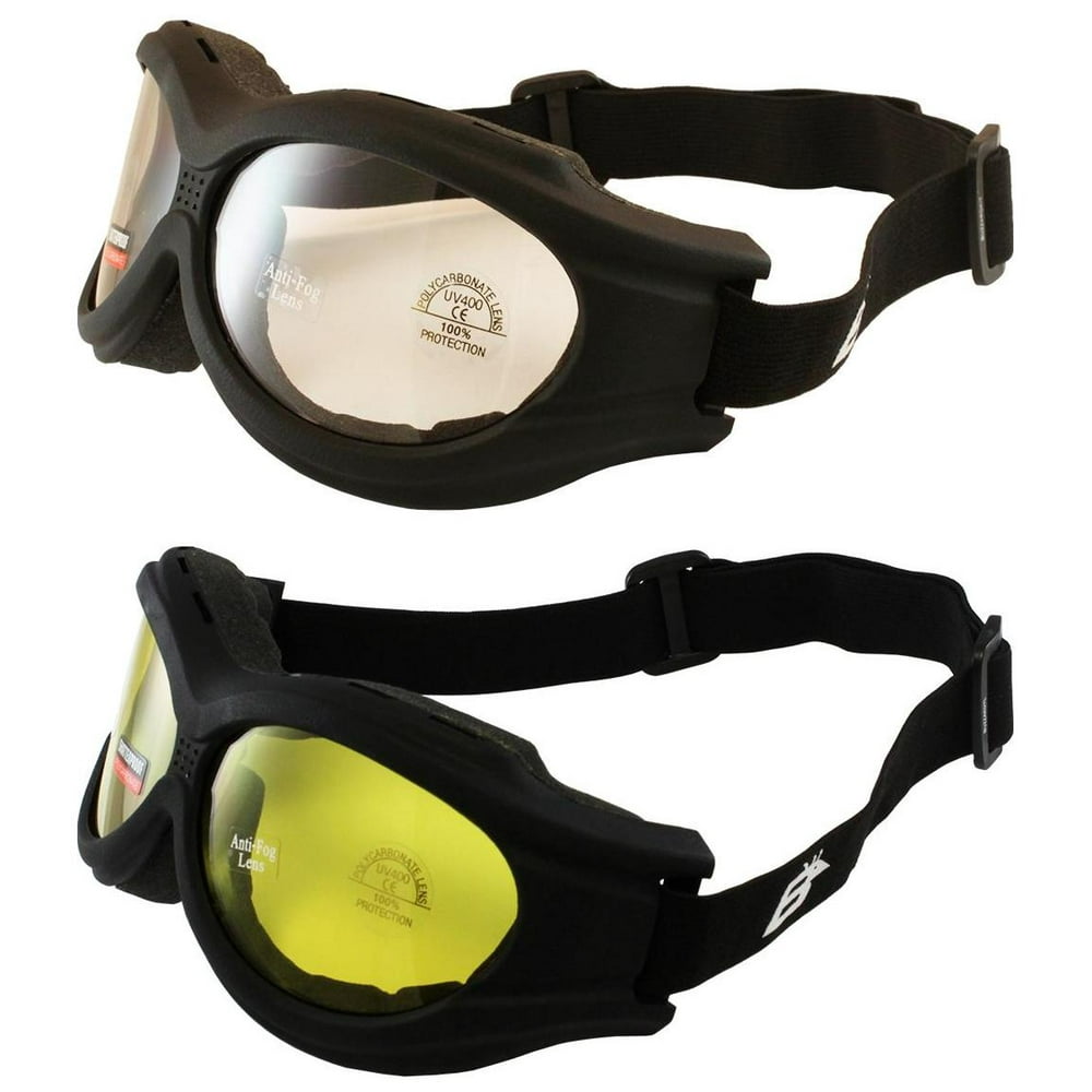 2 Pairs Birdz Eyewear Buzzard Motorcycle Goggles Black Frames Clear ...
