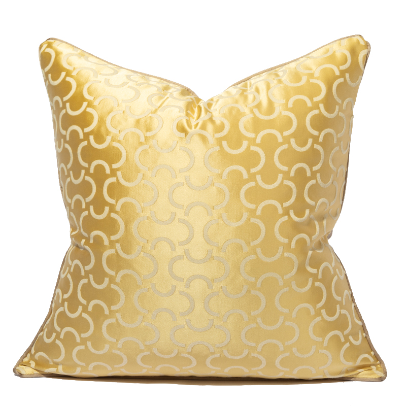 THETINOART Golden Yellow Sofa Cushion Jacquard Cushion Cover