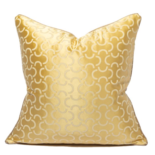THETINOART Golden Yellow Sofa Cushion Jacquard Cushion Cover