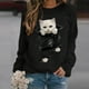 thumbnail image 1 of ICHUANYI Clearance Women Shirts Graphic Printed Long Sleeve Crewneck Sweatshirt Pullover Comfy Tops(Black, XXL) ICHUANYI WER2023081403920, 1 of 4