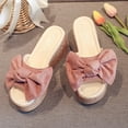 thumbnail image 4 of HAOTAGS Womens's Casual Walking Sandals High Heel Platform Bowknot Summer Wedge Sandals Pink Size 7, 4 of 5