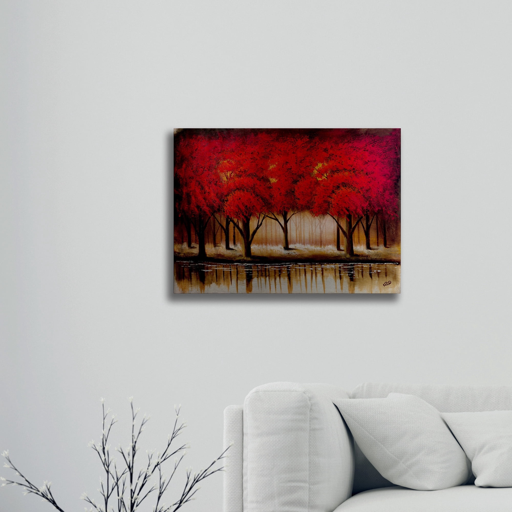 Trademark Fine Art 'Parade of Red Trees II' Brushed Aluminum Wall Art Art by Masters Fine Art