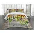 thumbnail image 3 of Ambesonne Rasta Quilted Bedspread Set 3 Pcs, World Map Reggae Words, King Size, Pale Brown Orange, 3 of 5