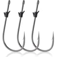 thumbnail image 1 of 20 Pack Heavy Cover Hooks for Flipping and Punching, Bass Fishing Hook, Neko Rig/Wacky Rig, Round Bend Straight Shank Worm Hook Freshwater 4/0#-20 Pack 4/0#-20 Pack, 1 of 8