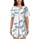 thumbnail image 1 of Balery Cute Shark Conjunto de Pijama para Mujer con Estampado, Dos Piezas de Manga Corta y Shorts, Ropa de Dormir Suave con Cuello Redondo y Bolsillos-XX-Large, 1 of 6