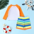 thumbnail image 4 of Younger Tree Toddler Baby Boys Swimsuits Trunk Rashguard Long Sleeve Top Shorts Two Pieces Bathing Suit Swimwear Outfit for 12-18 Months, 4 of 10