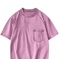 thumbnail image 6 of Hfnxid Big and Tall Men's Vintage Short Sleeve Shirt Solid Color Casual T-Shirt Fashion Crew Neck Tee with Pocket Pink XS, 6 of 6
