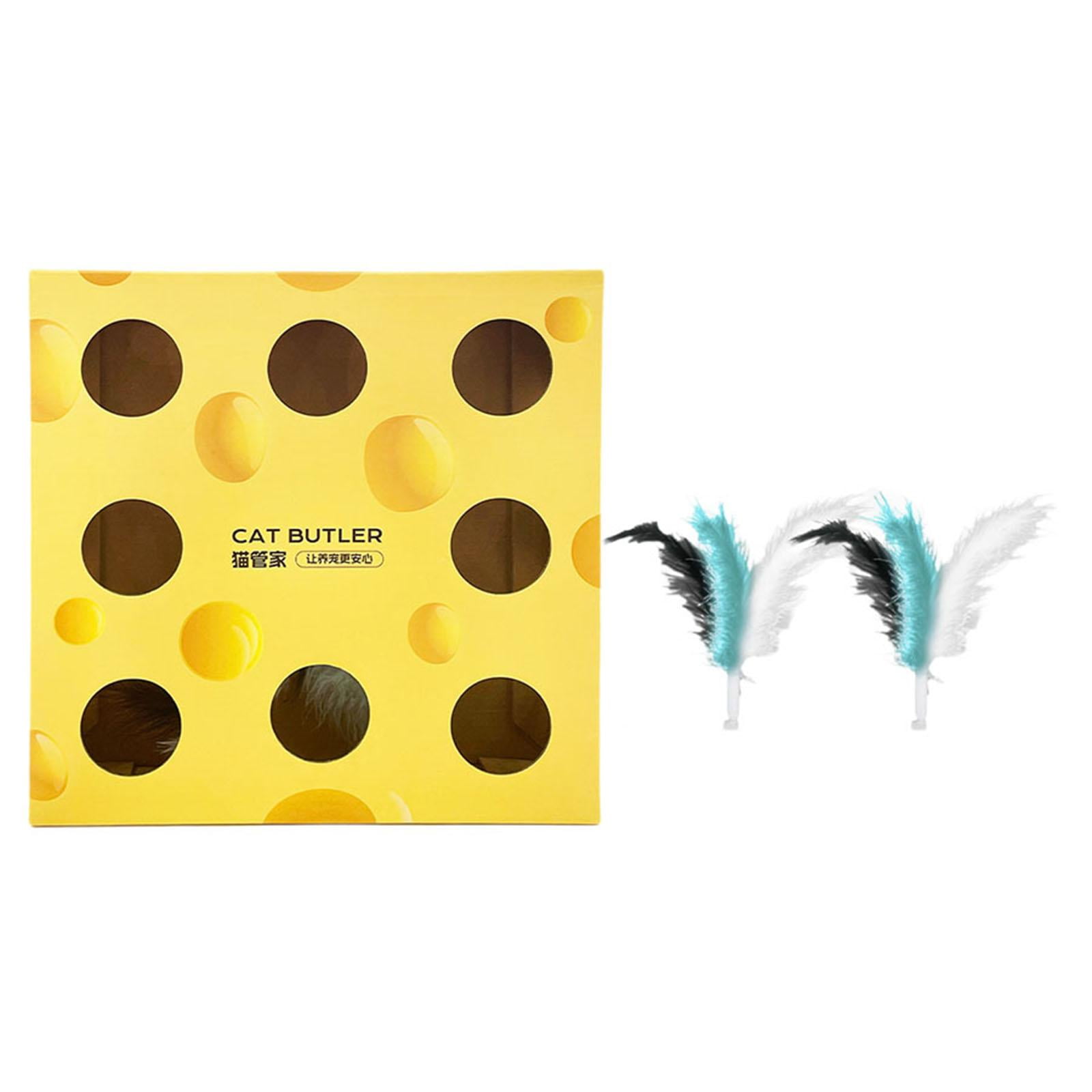 Toysmith Electric Cat Toy Whack A Mouse Cat Toy Feather Toy for Small Medium Cats Cats Cheese Box Feathers