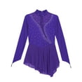 thumbnail image 5 of Aislor Kids Girls Figure Ice Skating Leotard Dress Long Sleeve Glittery Sheer Mesh Ballet Dance Purple 16, 5 of 7