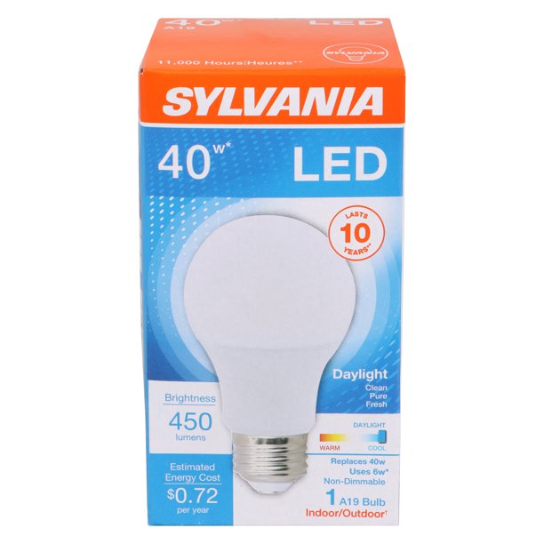 Vegetatie Enten Zwart Sylvania LED Light Bulb, 6W (40W Equivalent), Daylight, 1-count -  Walmart.com