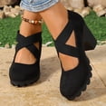 thumbnail image 5 of Busydd Womens Dress Shoes Trendy Flock Chunky and Block Heel Shoes Casual Criss Cross Strap Round Toe Shoes 41, 5 of 9