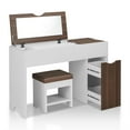 thumbnail image 4 of Furniture of America Caron Wood 2pc Flip-Top Vanity Table Set in White & Walnut, 4 of 10