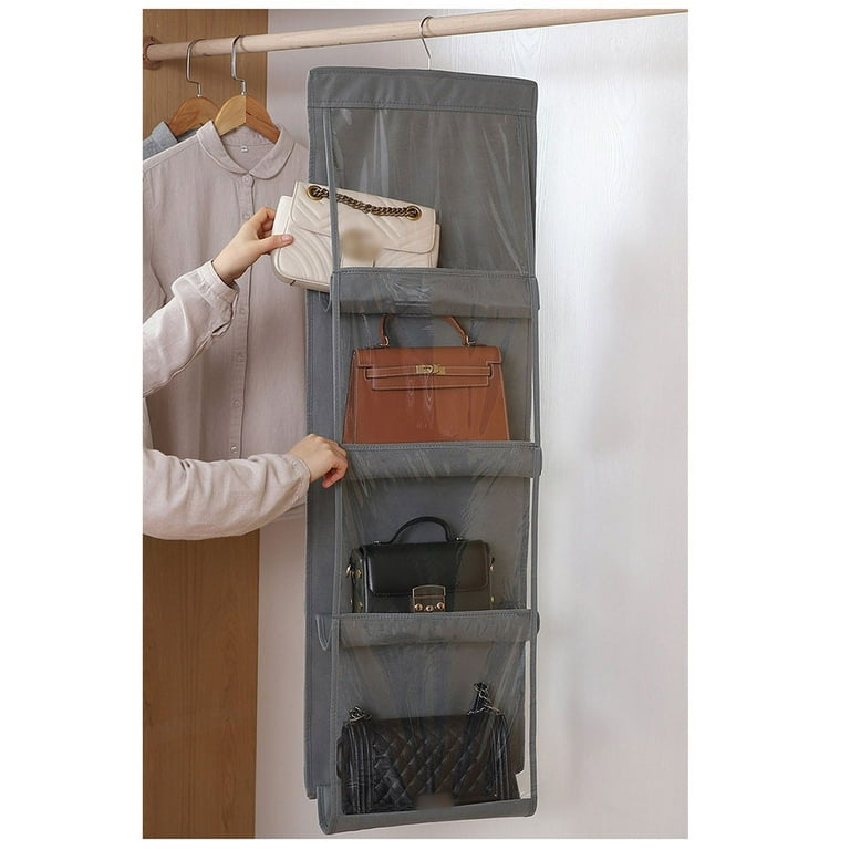 Wall Mount Handbag Purse Holder(Pack of 2 Golden), Metal Hanging Handbag Storage Tote Bag Organizer with 2 Large Heavy-Duty Shelves for Wardrobe