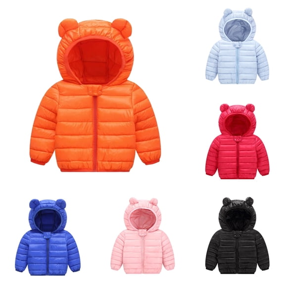 Glisme Winter Coats For Boys Long Sleeve Warm Outdoor Windproof Baby Kids Hooded Jacket Toddler Tops 18-24 Months Orange