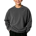 thumbnail image 2 of Spazoro Boys Corduroy Pullover Sweatshirt, Relaxed Fit Long Sleeve Crewneck Solid Color Cozy Daily Wear Top Dark Gray Size 7-8, 2 of 8