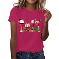 thumbnail image 1 of Gibobby Camisa navideña mujer Moda para mujer para tops casuales Camiseta de manga corta con cuello redondo Camiseta holgada con estampado navideño(Rosa caliente,CH), 1 of 5