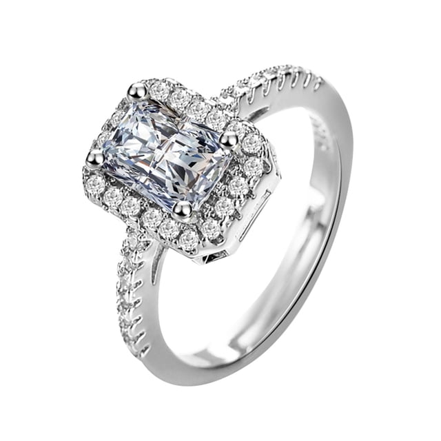 Hearth & Gear Four Prong Square Ring With Adjustable Opening Stylish And Versatile High End Open Ring And Sparkling With Adjustable Open Fashion Ring 1PCS Stainless Steel Rings Ring Set Size 9 Cool