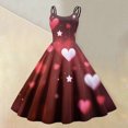 thumbnail image 2 of Valentines Day Sleeveless Vintage Dress Heart Print Pattern Casual A-line Midi Summer Dresses Light pink L, 2 of 5