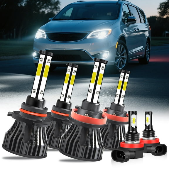 For Chrysler Pacifica(Without Projector)2017 2018 2019 2020 LED Headlights 9005 H11 High&Low Beam H11 Fog Lights 6pcs