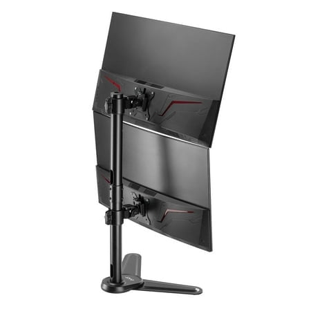 AVLT 38" Vertical Ultrawide Monitor Mount Stand Two Stacked 26.5 lbs Screens on Heavy-Duty Pole Save Workspace with Fine-Tune Height Tilt Swivel Rotate Adjustment Free Standing Sturdy Base