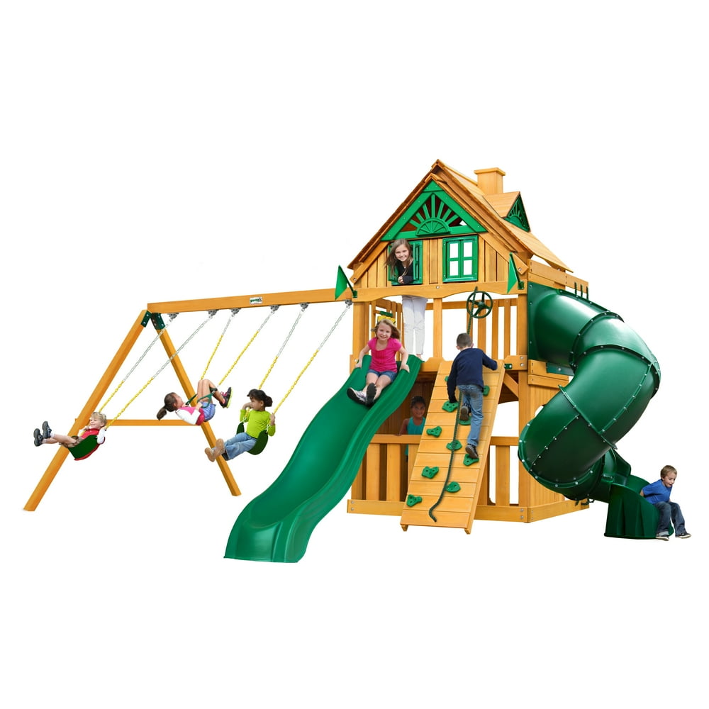 Gorilla Playsets Mountaineer Clubhouse Treehouse Wooden Swing Set with