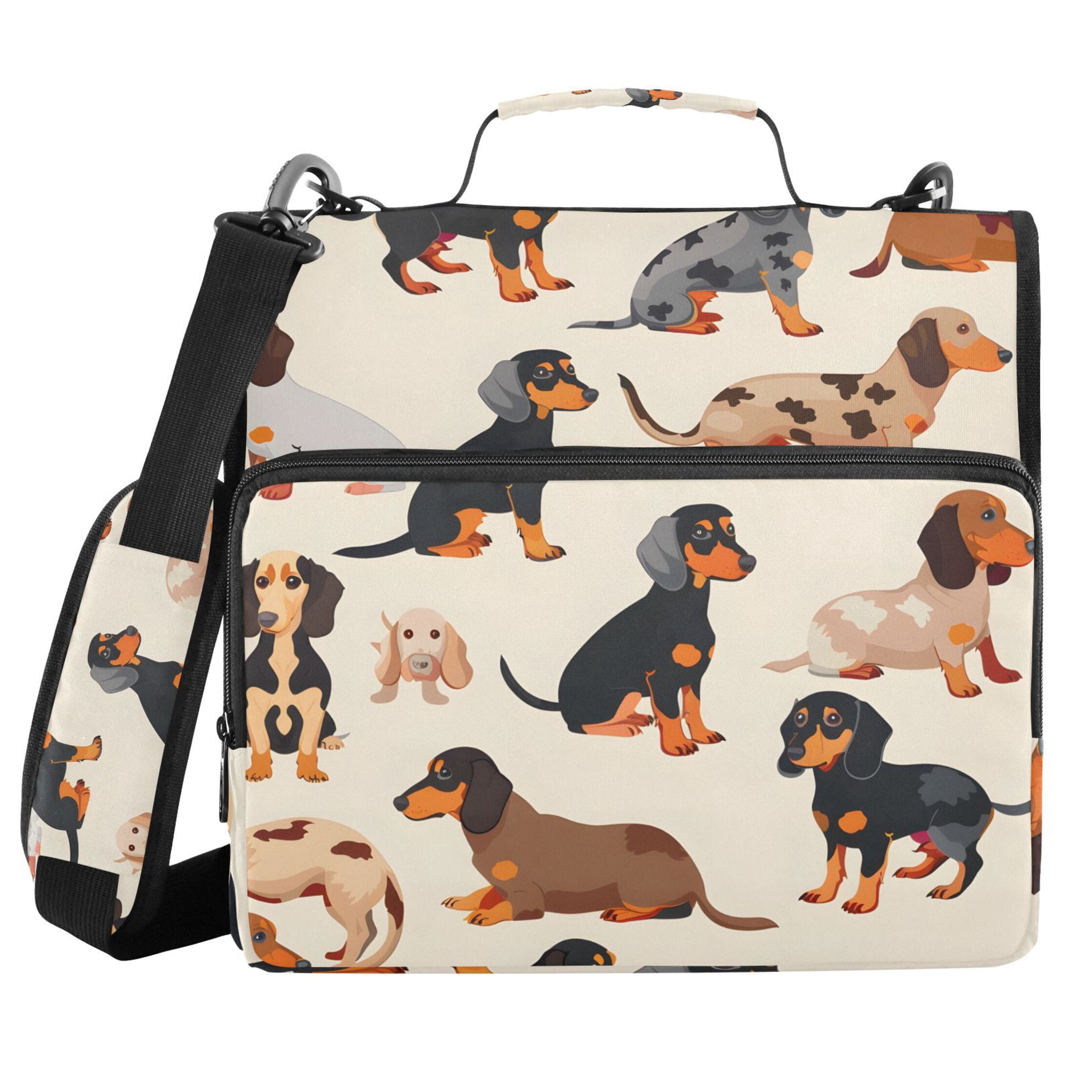ALAZA Zipper Binder Cute Dachshund Dog 3 Ring Trapper Keeper File Folder Organizer Bag