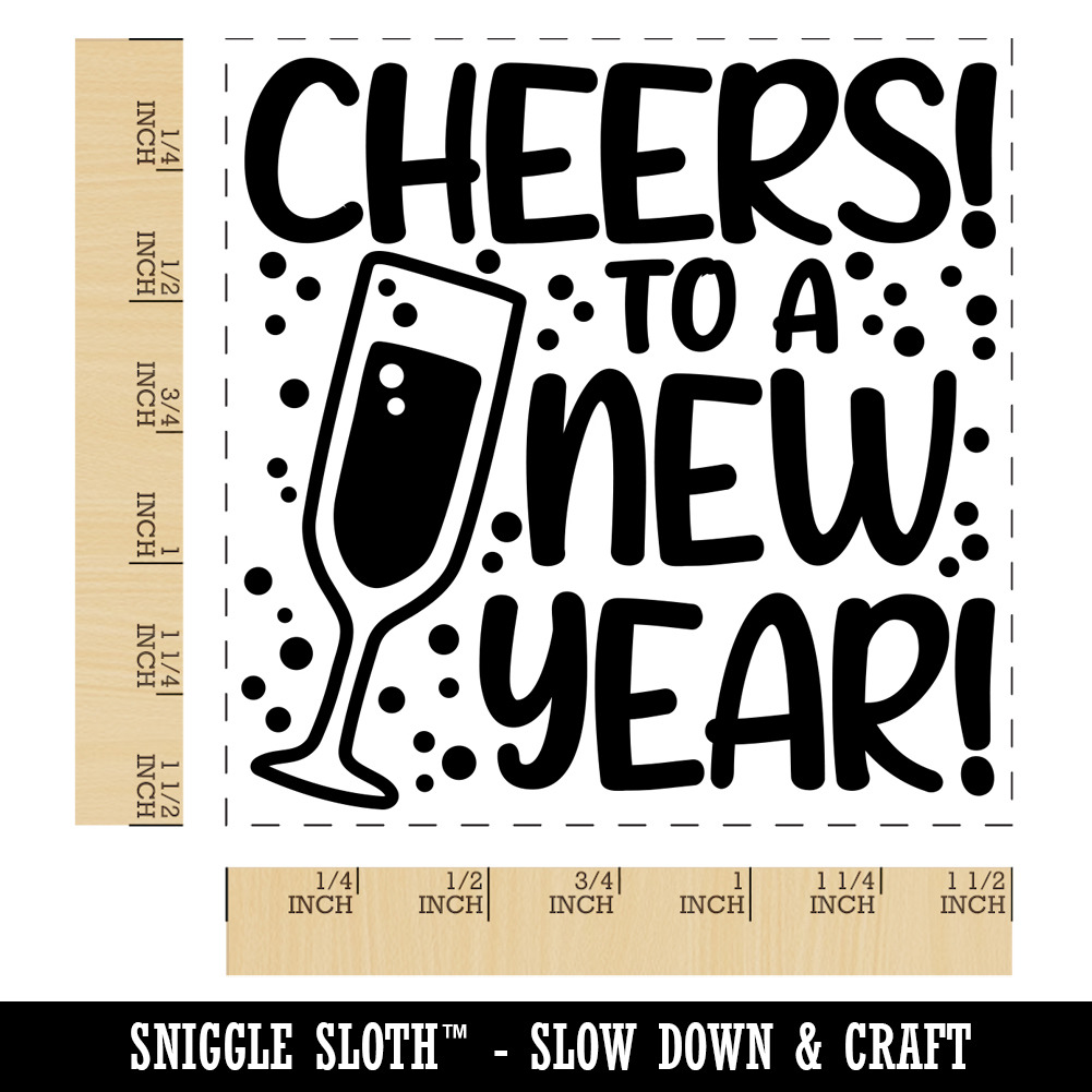 Cheers to a New Year Self-Inking Rubber Stamp Ink Stamper - Black Ink - Large 1-1/2 Inch