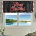 thumbnail image 3 of Merry Christmas Farmhouse Short Window Curtain Valances, Black Xmas Star Red Stripes Winter Rod Pocket Kitchen Valances for Living Room Bedroom Bathroom Cafe 42" x 12", 3 of 8