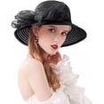 thumbnail image 3 of Organza Fascinator Hat - Women's Wide Brim Church Bridal Tea Party Wedding Hat, 3 of 4