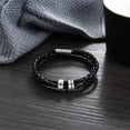 thumbnail image 4 of Personalized Mens Braided Genuine Leather Bracelet Stainless Steel Custom Beads Name Charm Bracelet For Men With Family Names, 4 of 10